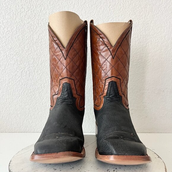 Rod Patrick Mens Cowboy Boots 15AA Antique Mocha Bison Brown Western Square Toe - Picture 6 of 13